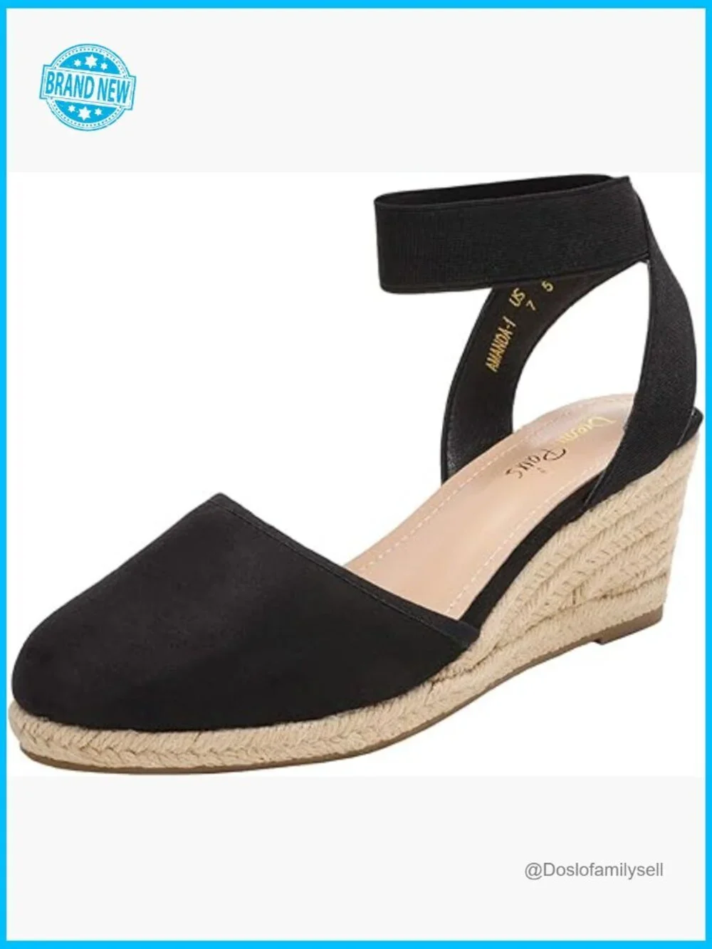Wedge Sandals Elastic Ankle Strap Espadrilles Summer Closed Toe Comfortable